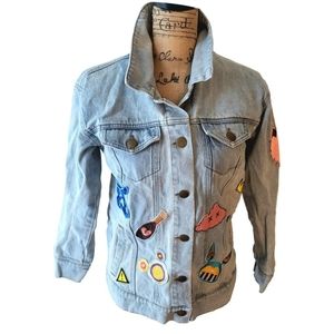 🩵 New Reflex Vintage patch oversized denim jacket